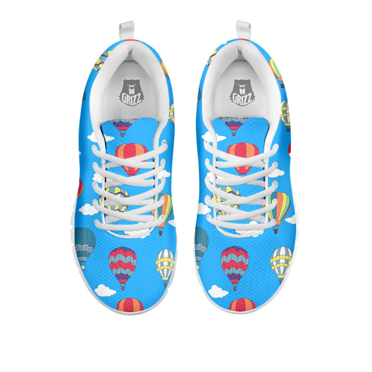 Blue Hot Air Balloon Print Pattern White Sneaker-grizzshop