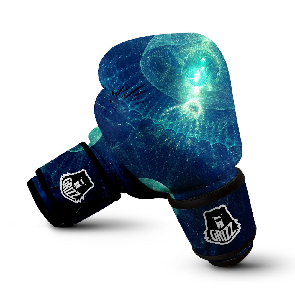 Blue Jellyfish On Deep Sea Print Boxing Gloves-grizzshop