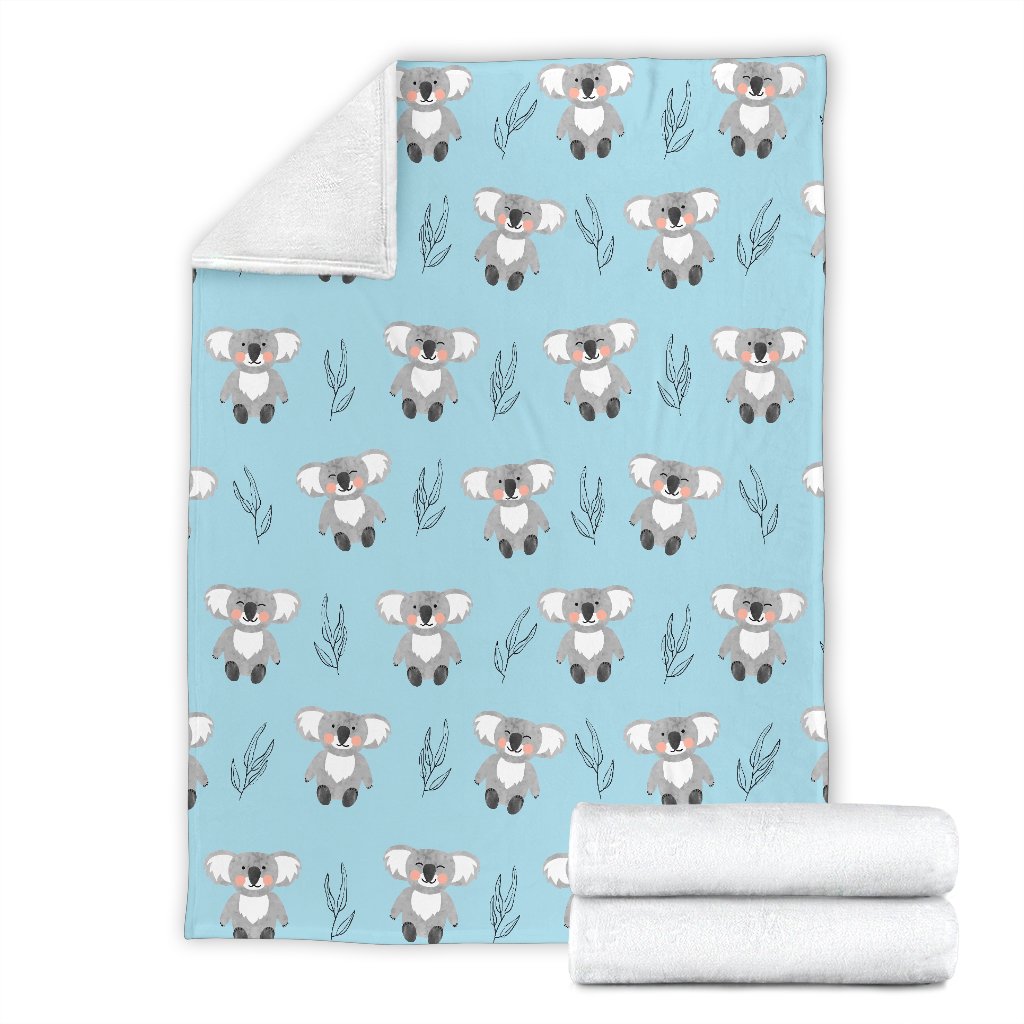 Blue Koala Pattern Print Blanket-grizzshop