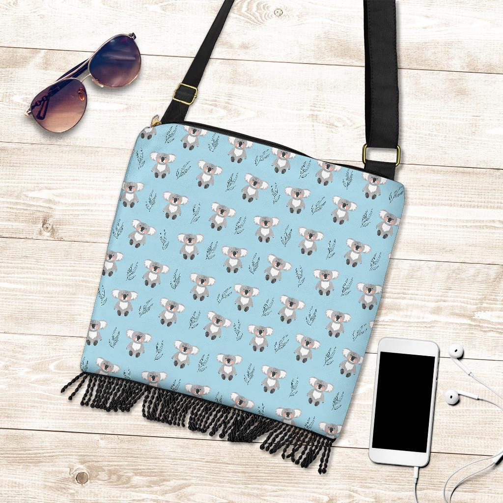 Blue Koala Pattern Print Crossbody Bags-grizzshop