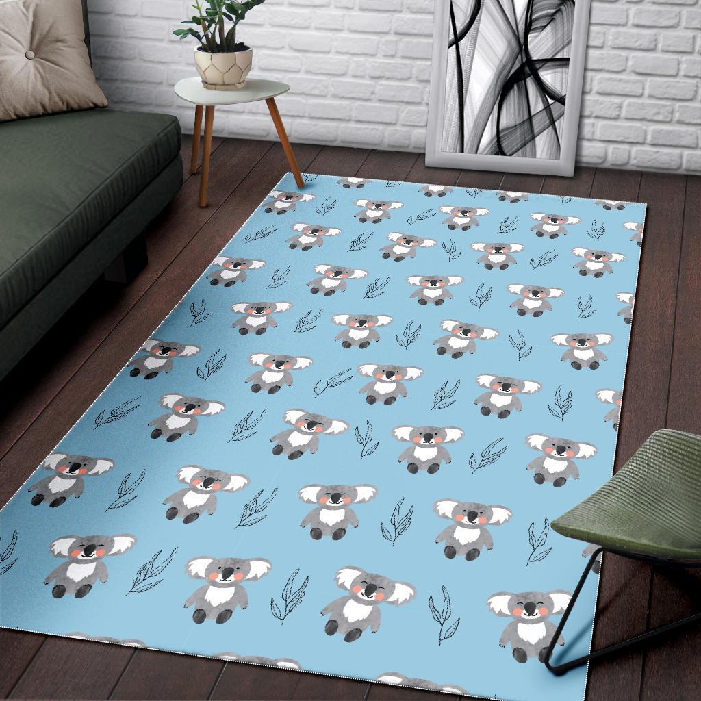 Blue Koala Pattern Print Floor Mat-grizzshop