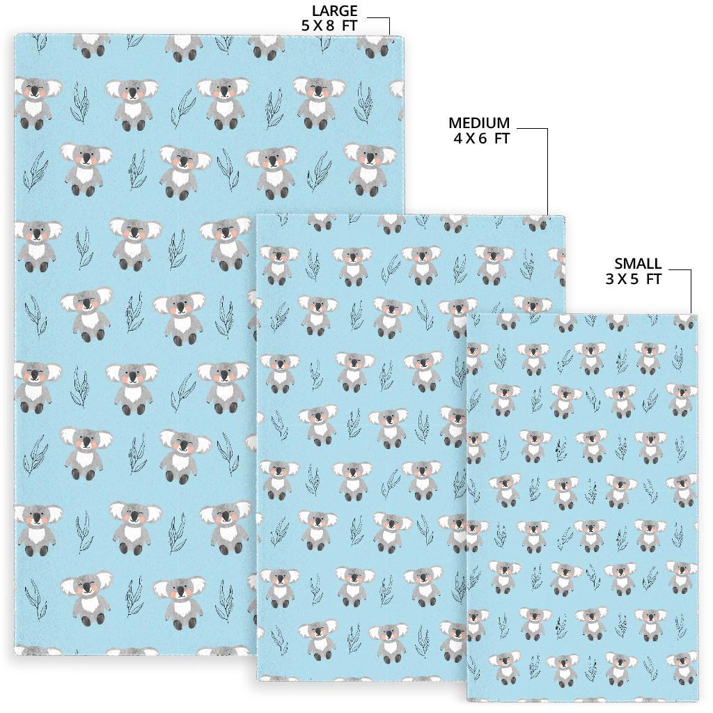 Blue Koala Pattern Print Floor Mat-grizzshop