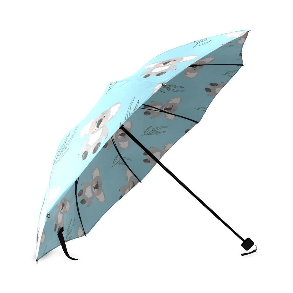 Blue Koala Pattern Print Foldable Umbrella-grizzshop