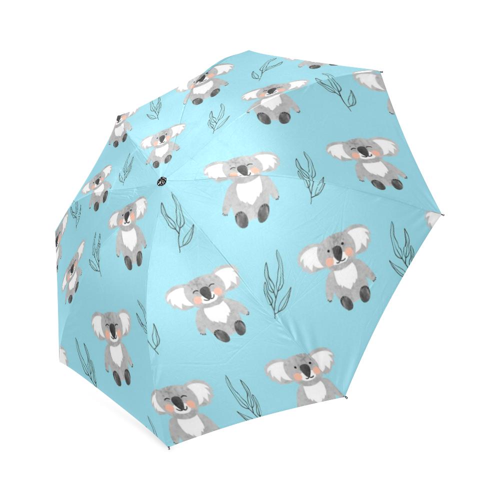 Blue Koala Pattern Print Foldable Umbrella-grizzshop