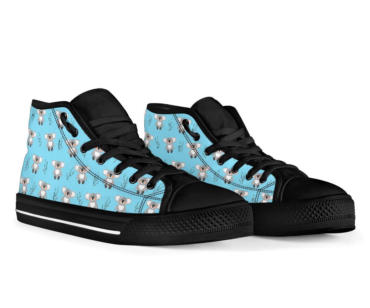 Blue Koala Pattern Print Men Women's High Top Shoes-grizzshop