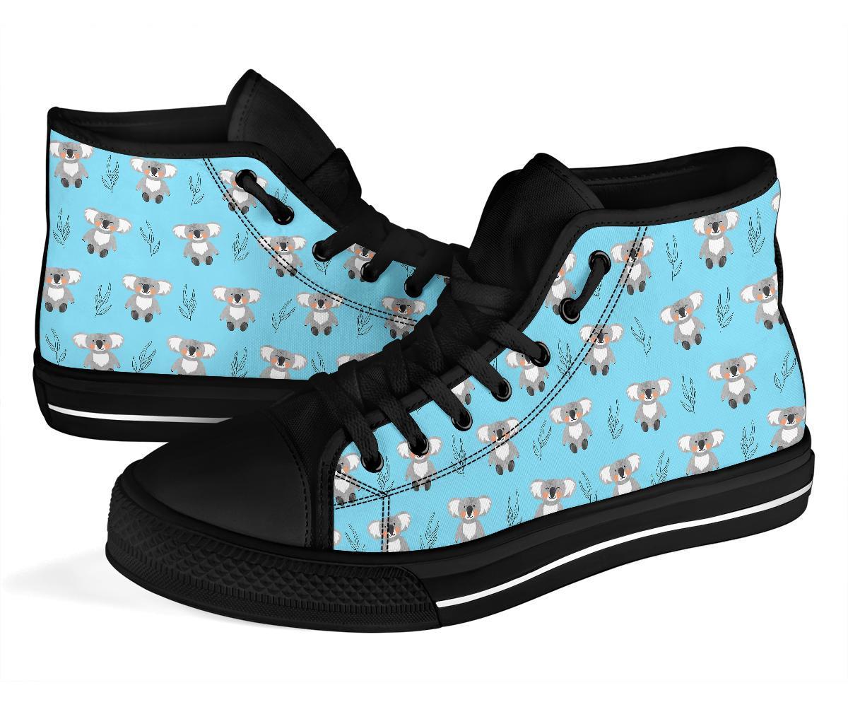 Blue Koala Pattern Print Men Women's High Top Shoes-grizzshop