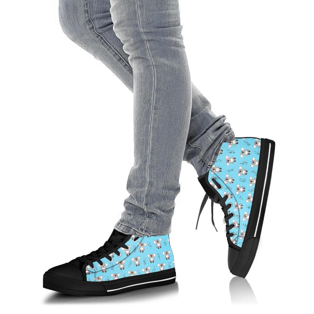 Blue Koala Pattern Print Men Women's High Top Shoes-grizzshop