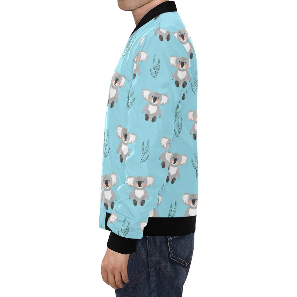 Blue Koala Pattern Print Men's Bomber Jacket-grizzshop