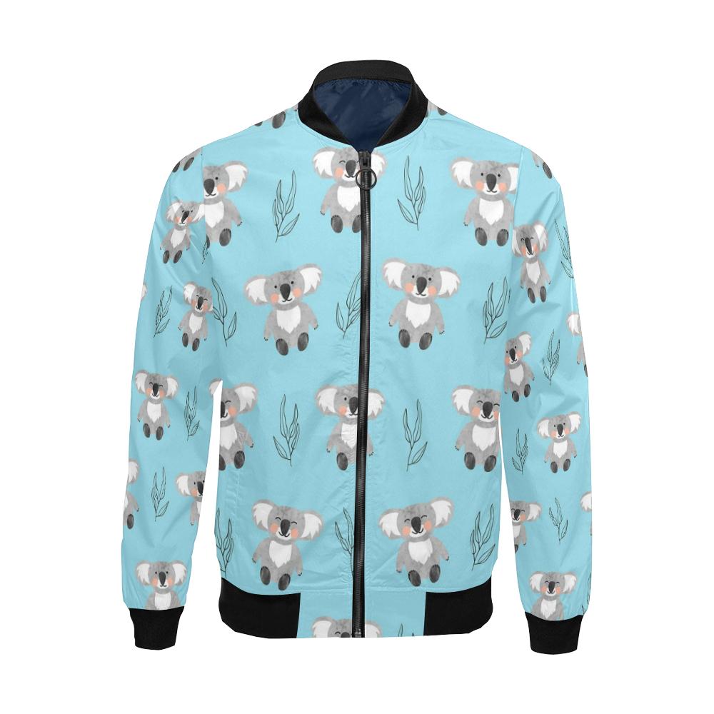 Blue Koala Pattern Print Men's Bomber Jacket-grizzshop