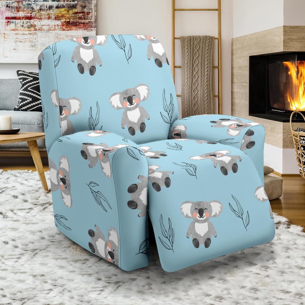 Blue Koala Pattern Print Recliner Cover-grizzshop