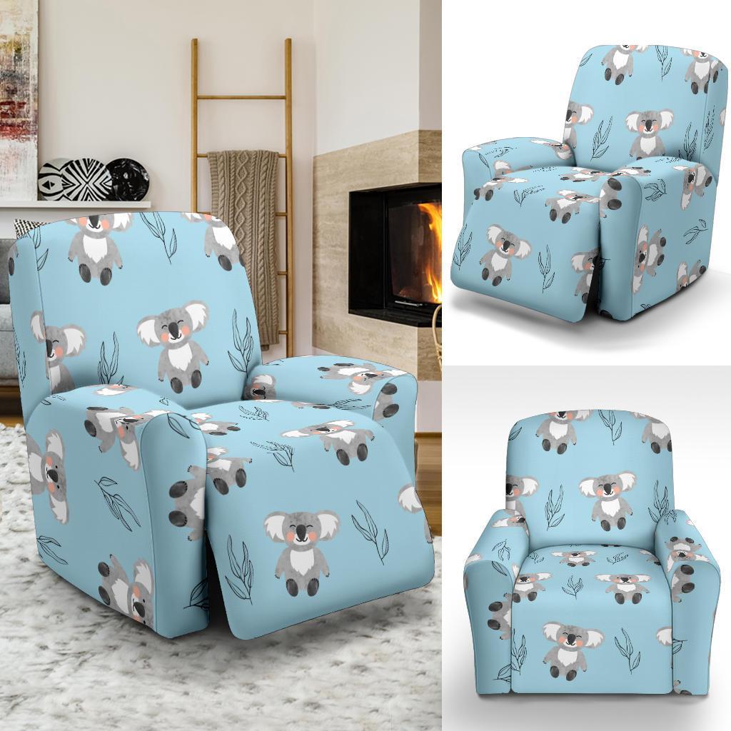 Blue Koala Pattern Print Recliner Cover-grizzshop