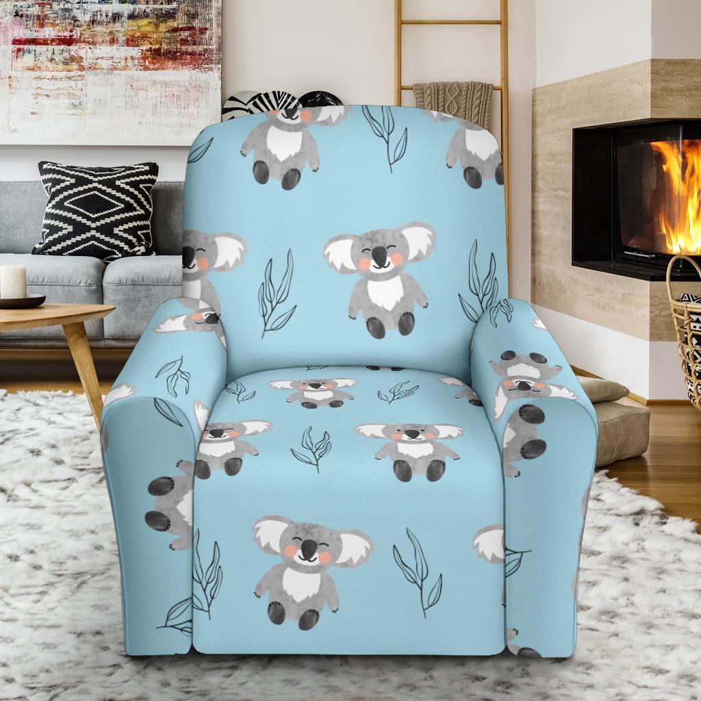 Blue Koala Pattern Print Recliner Cover-grizzshop