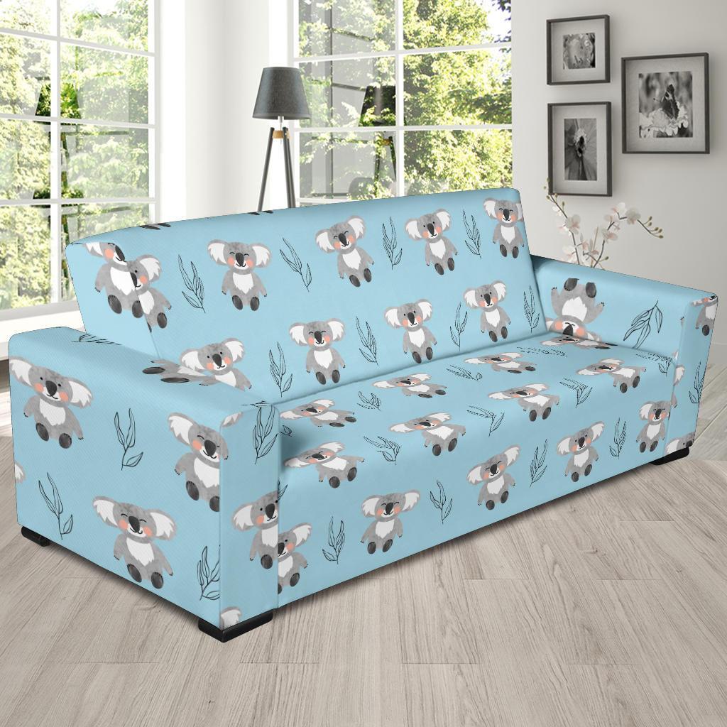 Blue Koala Pattern Print Sofa Covers-grizzshop