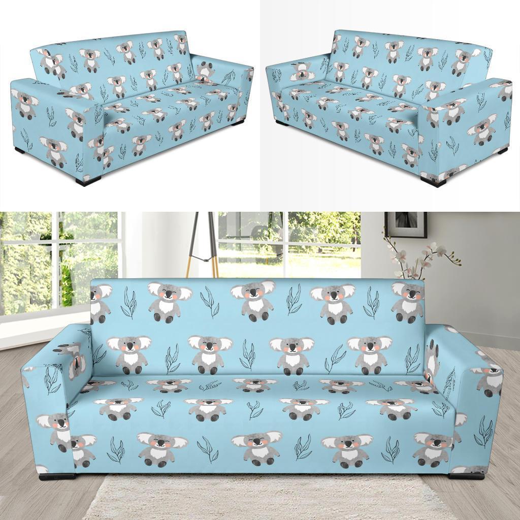 Blue Koala Pattern Print Sofa Covers-grizzshop