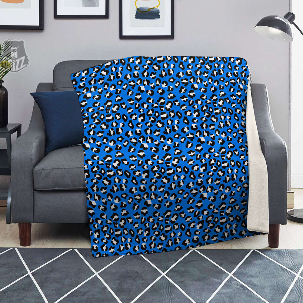 Blue Leopard Print Pattern Blanket-grizzshop