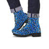 Blue Leopard Print Pattern Leather Boots-grizzshop