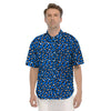 Blue Leopard Print Pattern Men's Short Sleeve Shirts-grizzshop