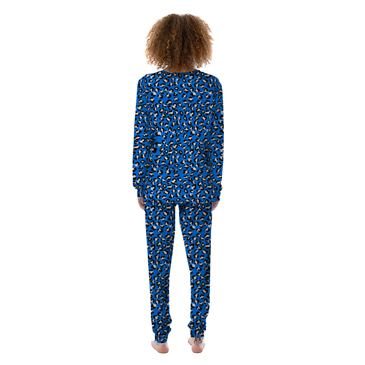 Blue Leopard Print Pattern Women's Pajamas-grizzshop