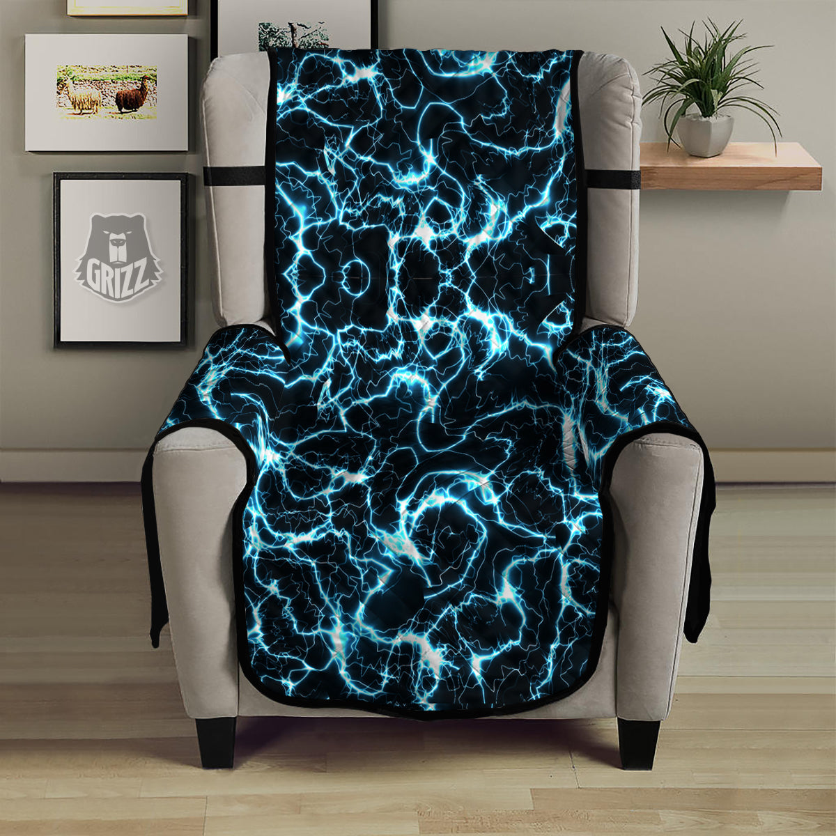 Blue discount print armchair