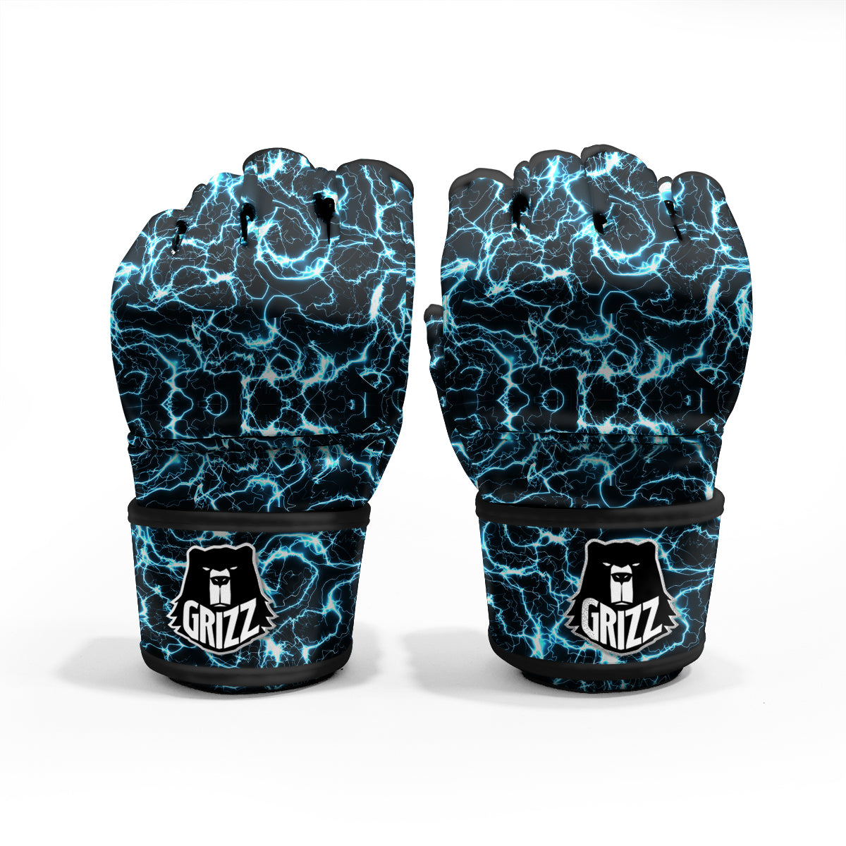 Blue Lightning Explosion Print Pattern MMA Gloves-grizzshop