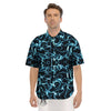 Blue Lightning Explosion Print Pattern Men's Short Sleeve Shirts-grizzshop