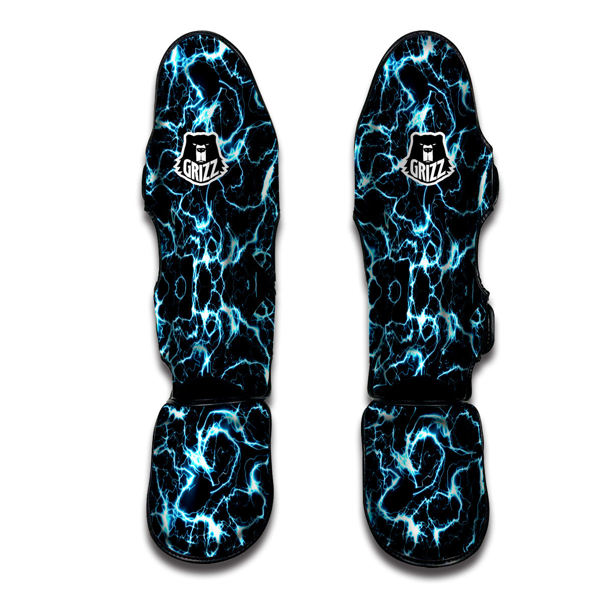 Blue Lightning Explosion Print Pattern Muay Thai Shin Guards-grizzshop