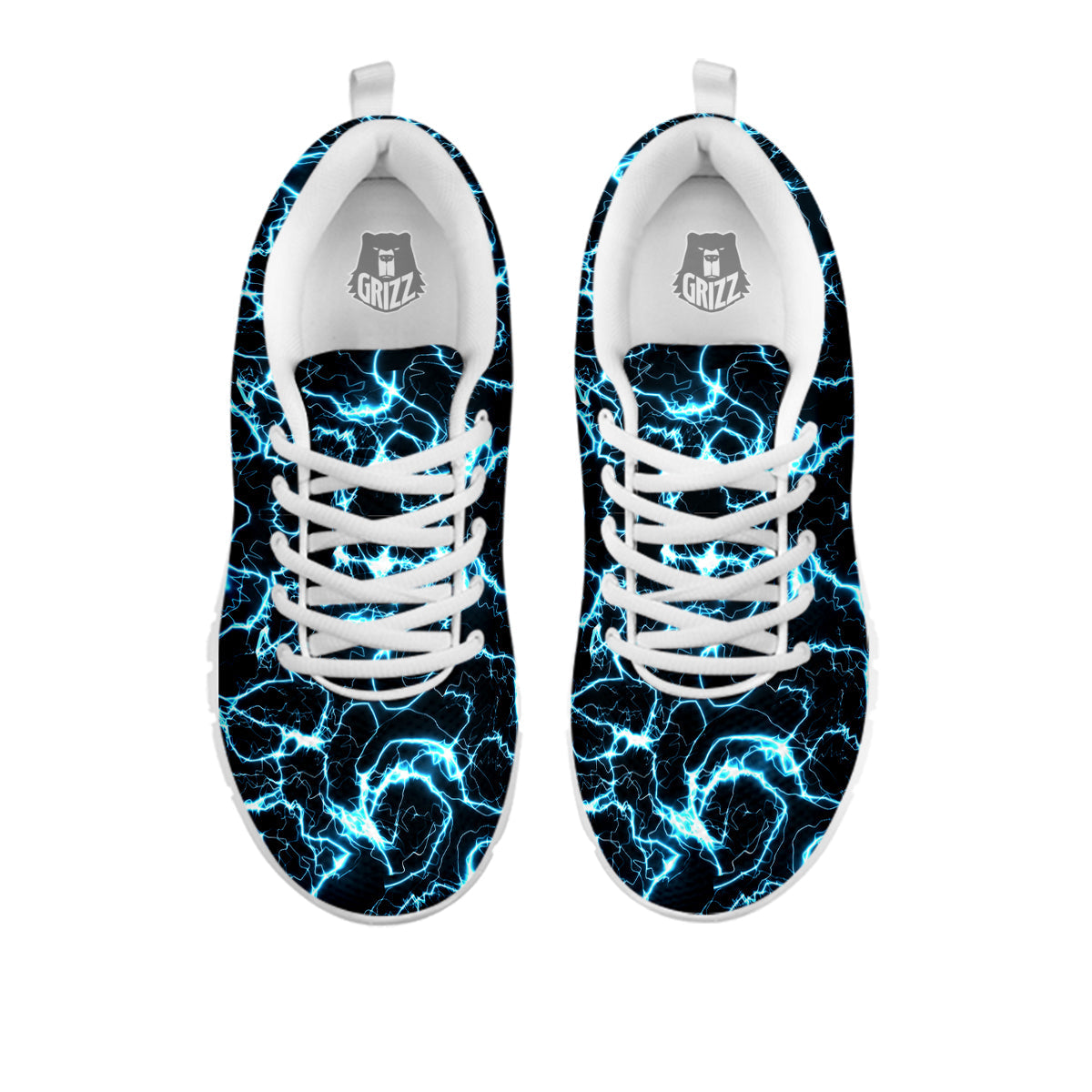 Blue Lightning Explosion Print Pattern White Sneaker-grizzshop