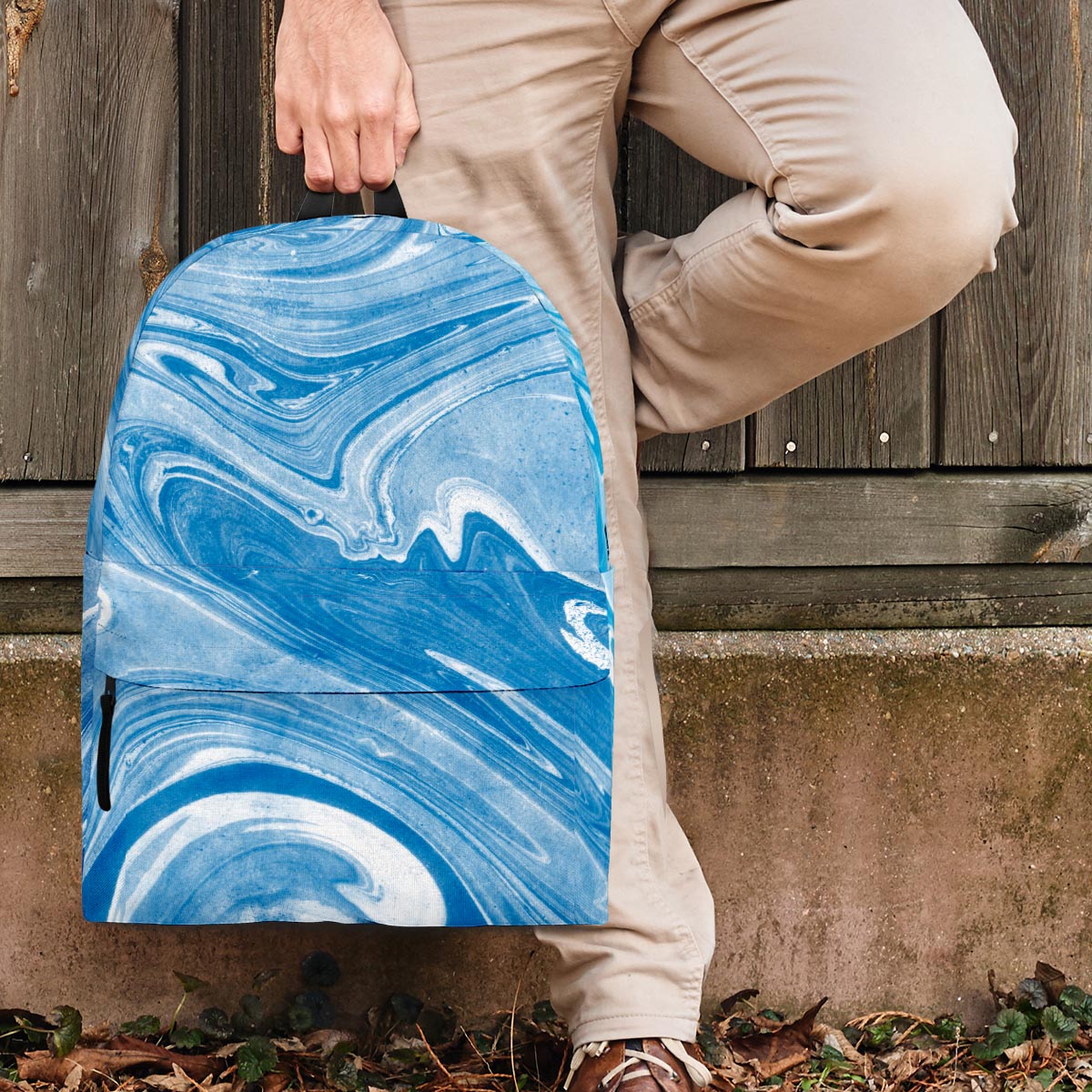 Blue Liquid Marble Backpack-grizzshop