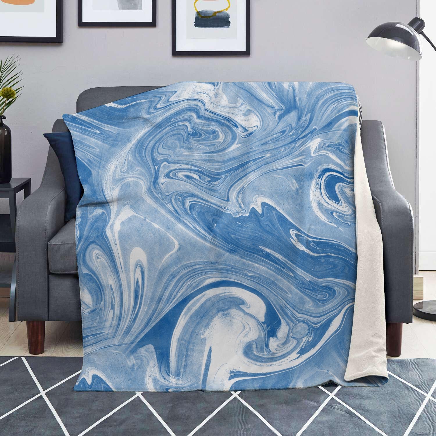 Blue Liquid Marble Blanket-grizzshop