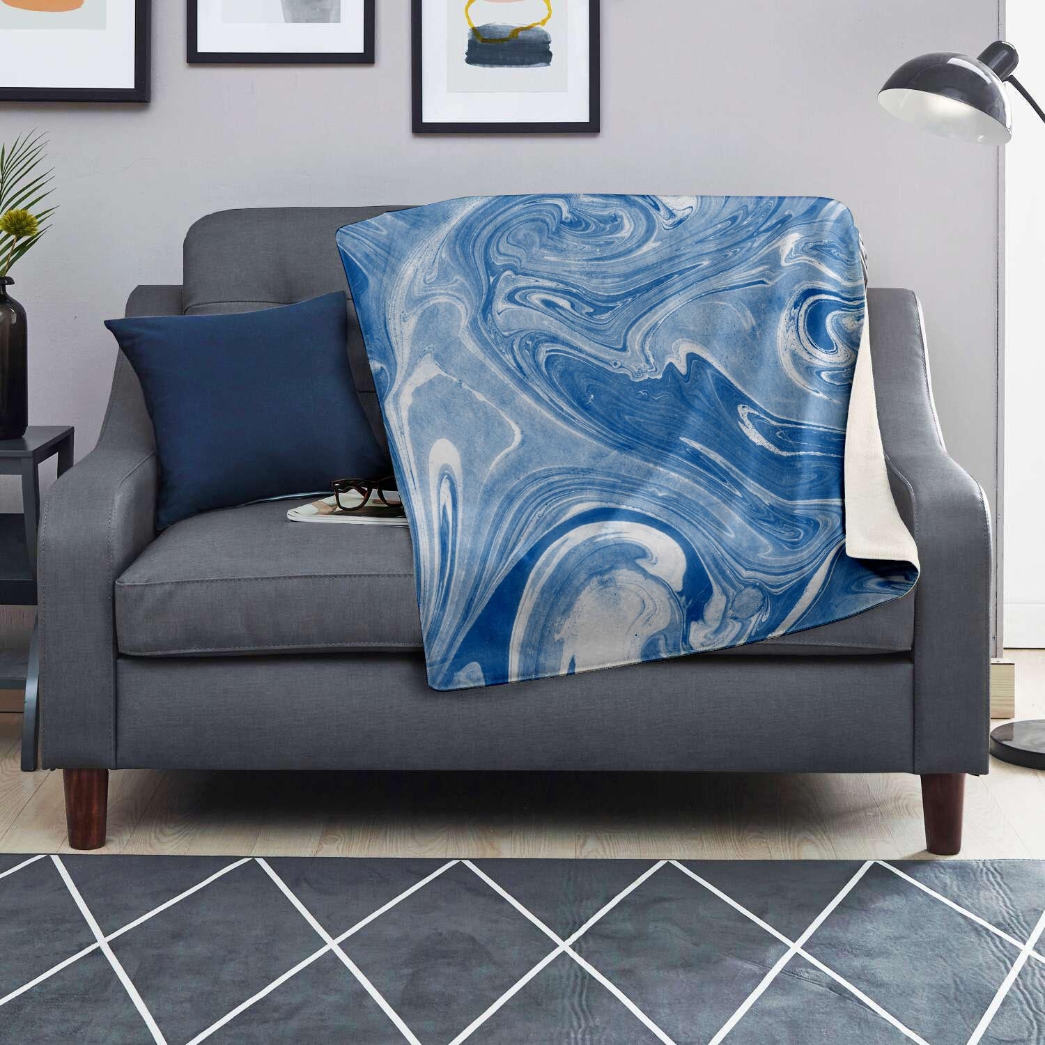 Blue Liquid Marble Blanket-grizzshop