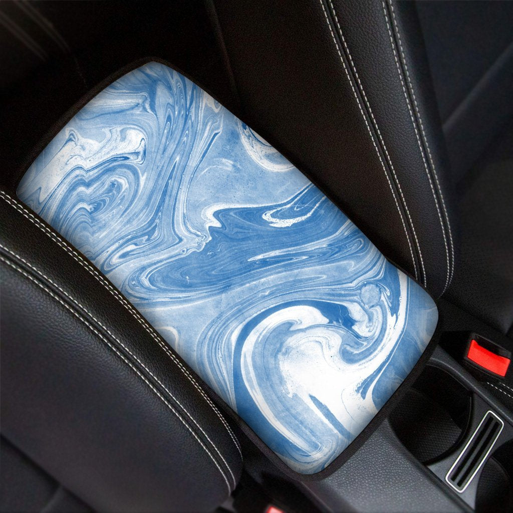 Blue Liquid Marble Car Console Cover-grizzshop