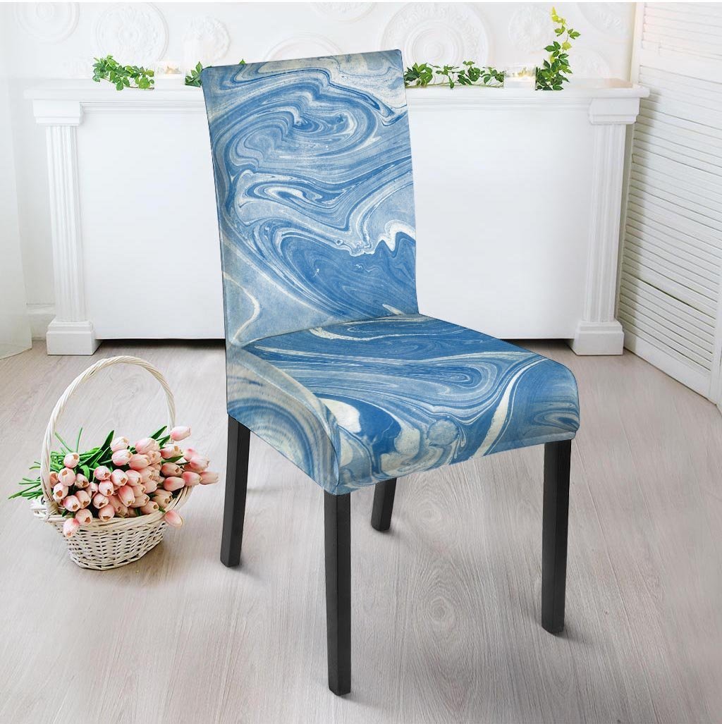 Blue Liquid Marble Chair Cover-grizzshop
