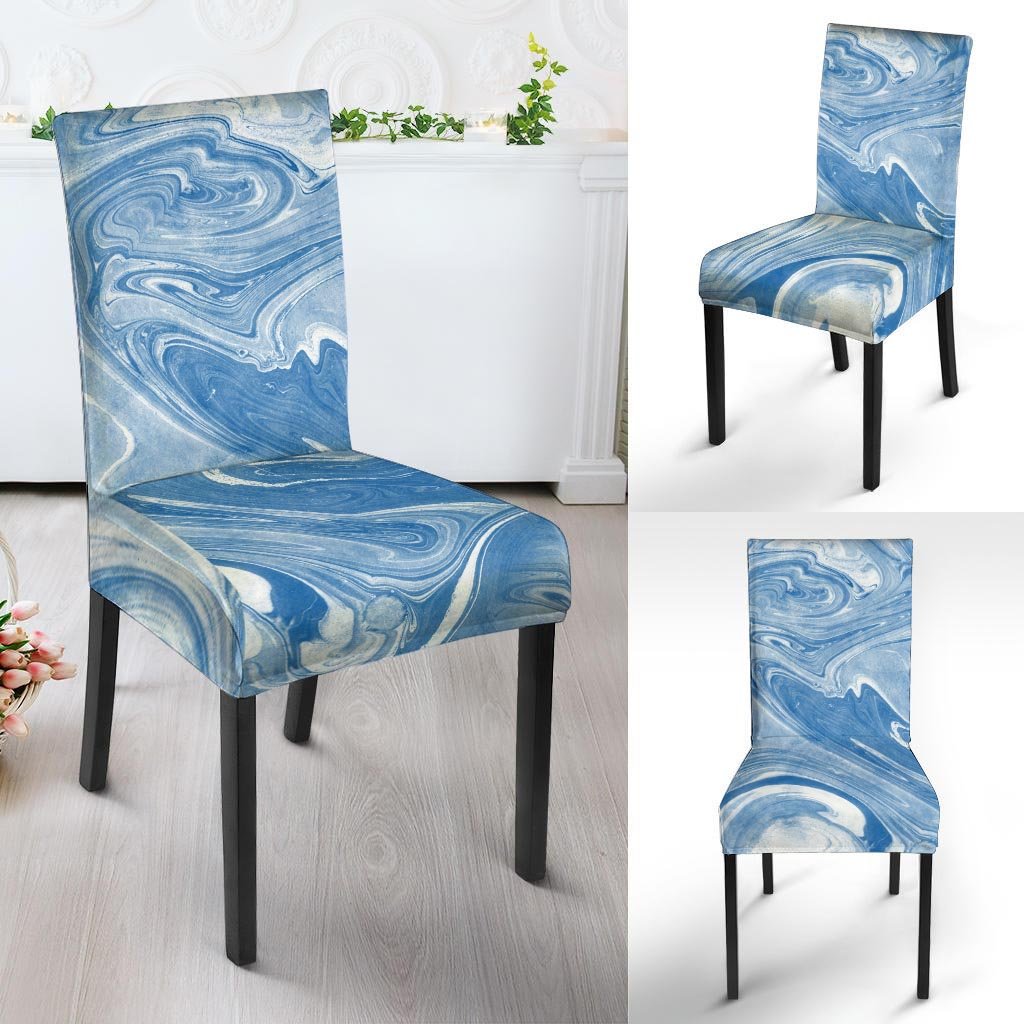 Blue Liquid Marble Chair Cover-grizzshop