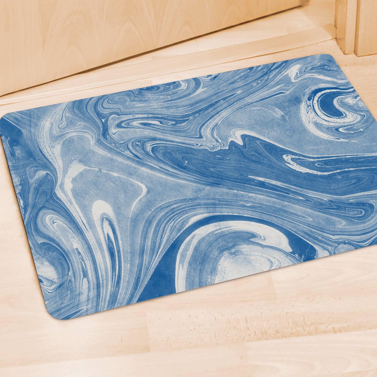 Blue Liquid Marble Door Mat-grizzshop