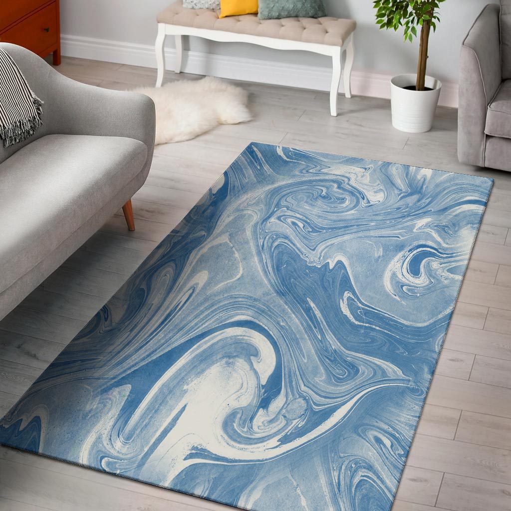 Blue Liquid Marble Floor Mat-grizzshop