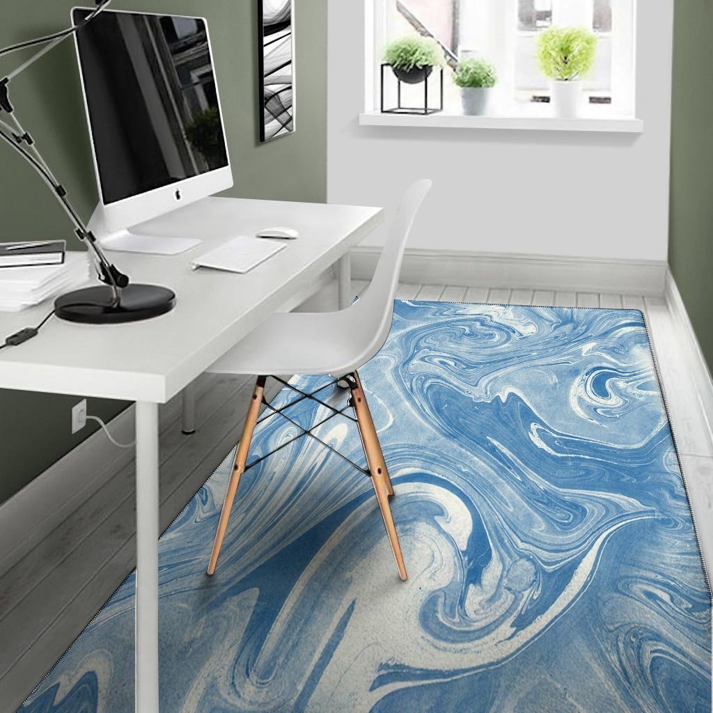 Blue Liquid Marble Floor Mat-grizzshop