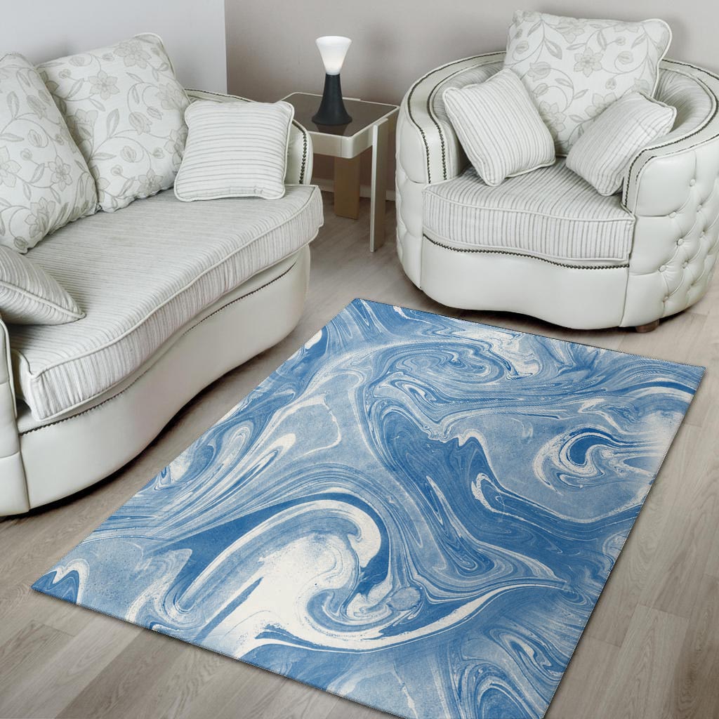 Blue Liquid Marble Floor Mat-grizzshop