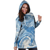 Blue Liquid Marble Hoodie Dress-grizzshop