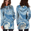 Blue Liquid Marble Hoodie Dress-grizzshop