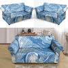 Blue Liquid Marble Loveseat Cover-grizzshop