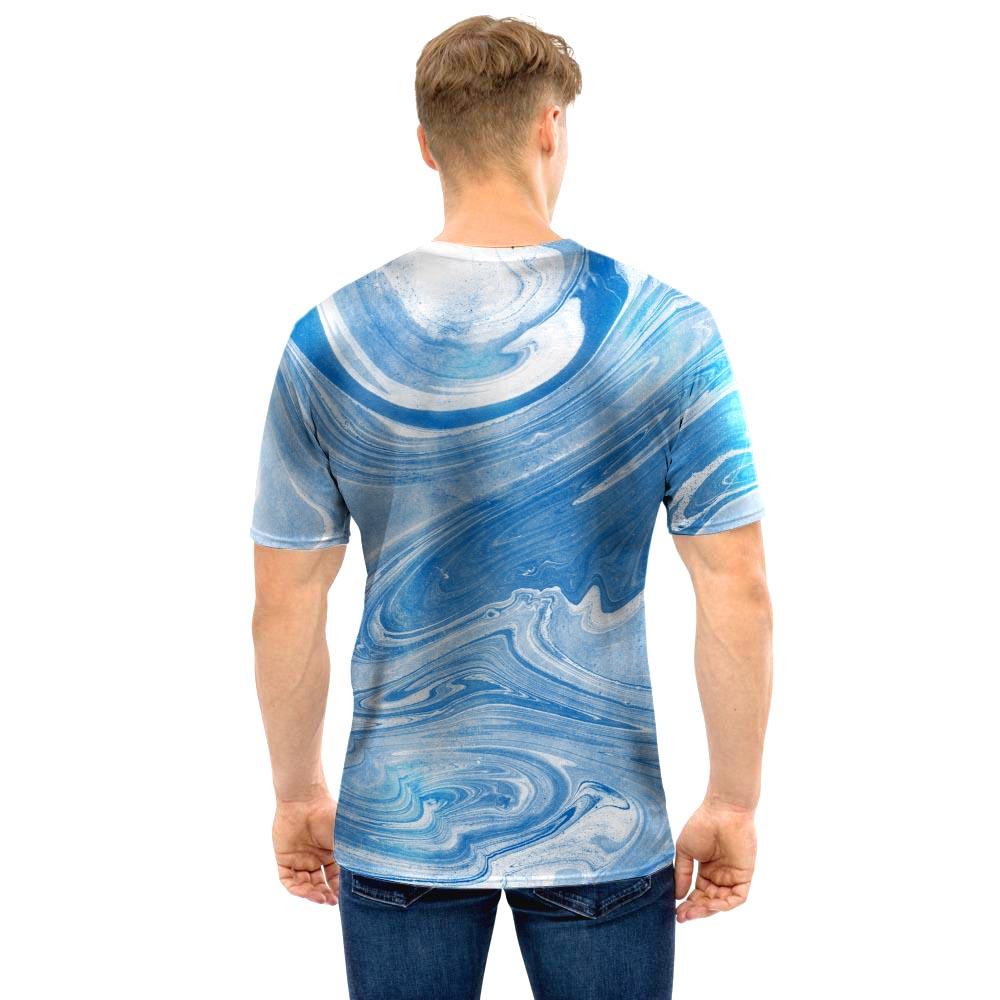 Blue Liquid Marble Men T Shirt-grizzshop