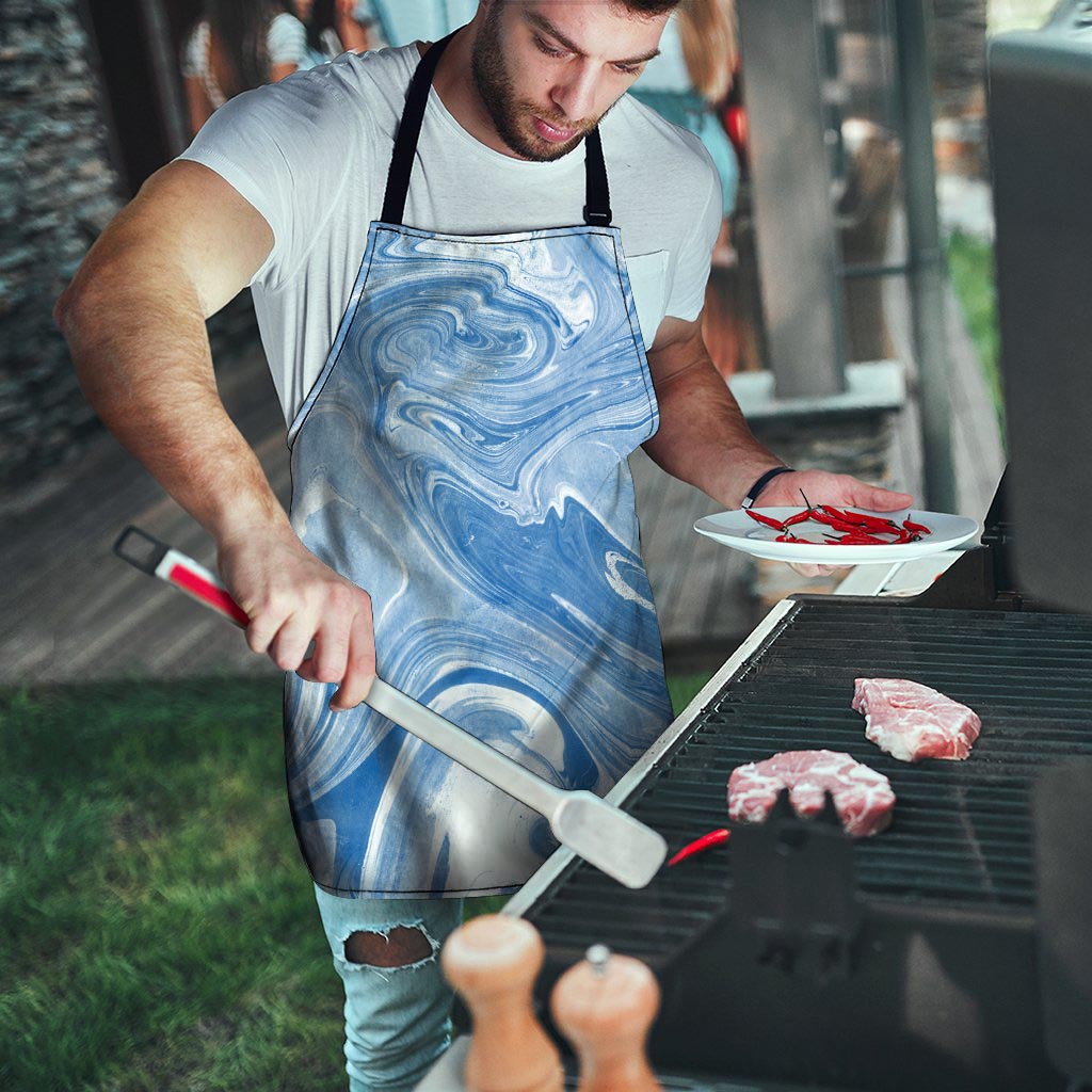 Blue Liquid Marble Men's Apron-grizzshop