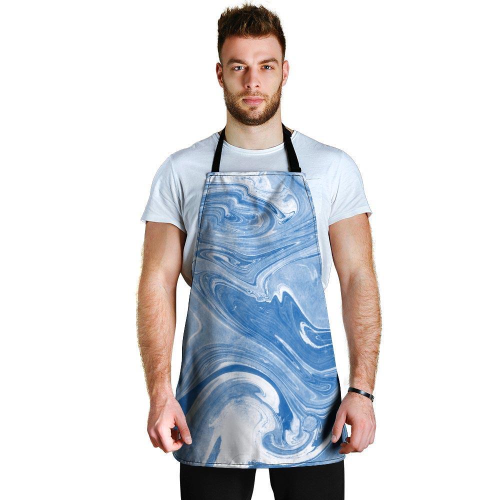 Blue Liquid Marble Men's Apron-grizzshop