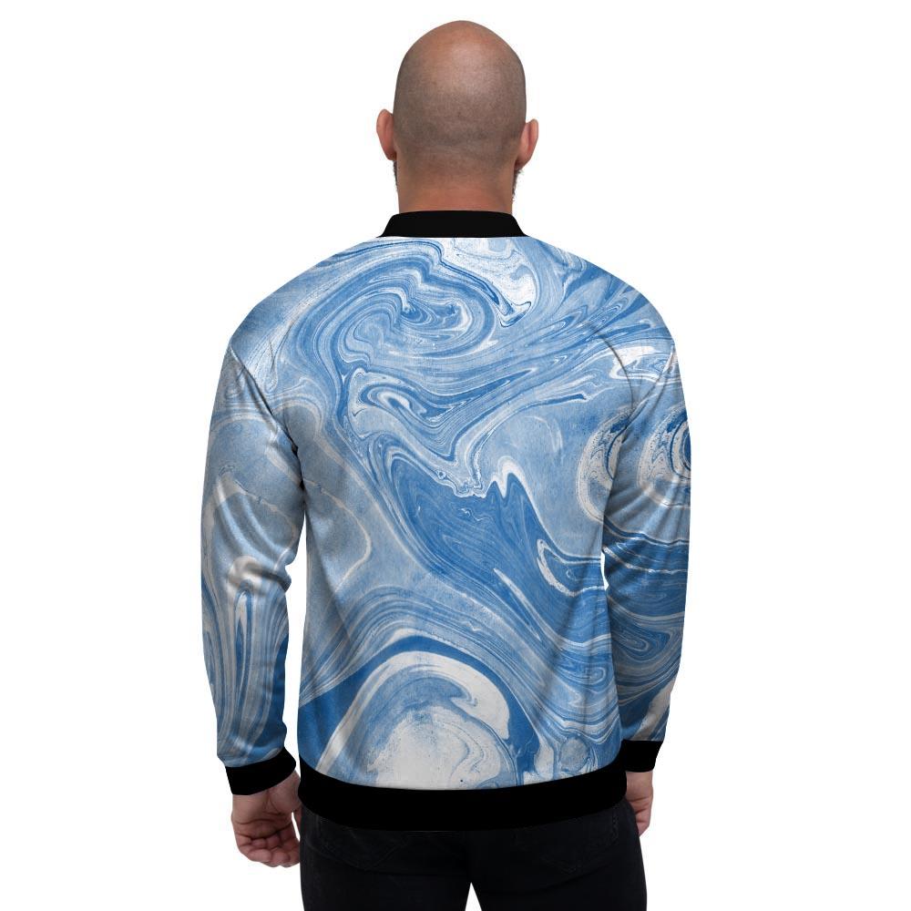 Blue Liquid Marble Men's Bomber Jacket-grizzshop