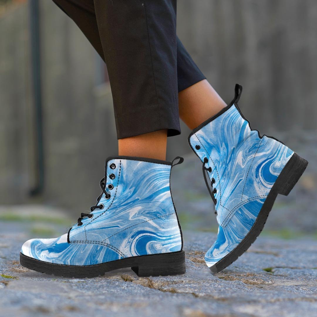 Blue Liquid Marble Men's Boots-grizzshop