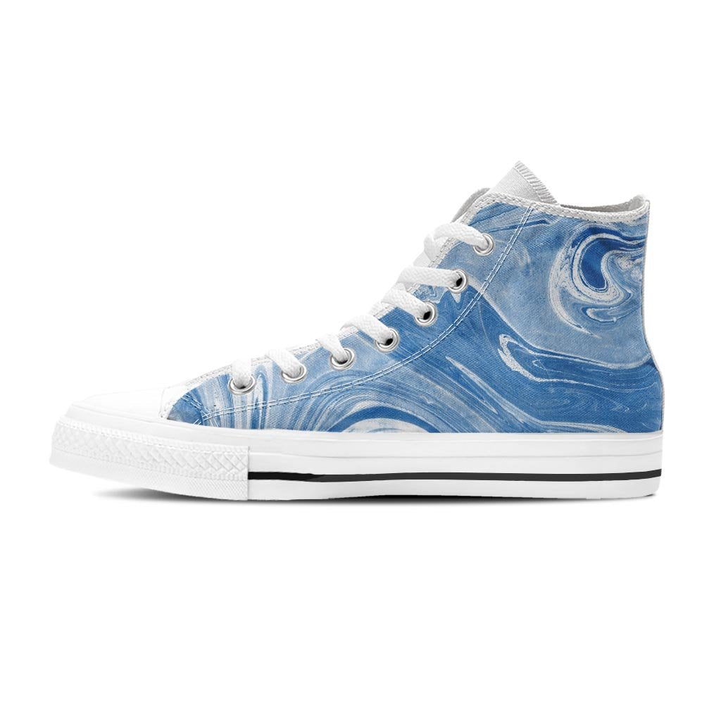 Blue Liquid Marble Men's High Top Shoes-grizzshop