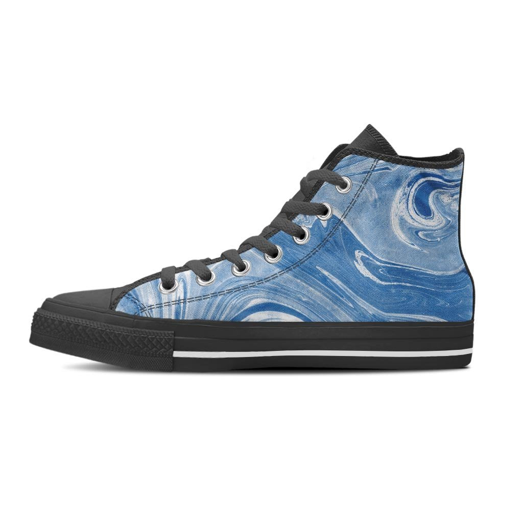 Blue Liquid Marble Men's High Top Shoes-grizzshop