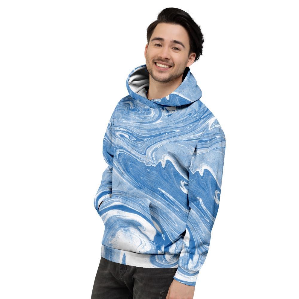 Blue Liquid Marble Men's Hoodie-grizzshop