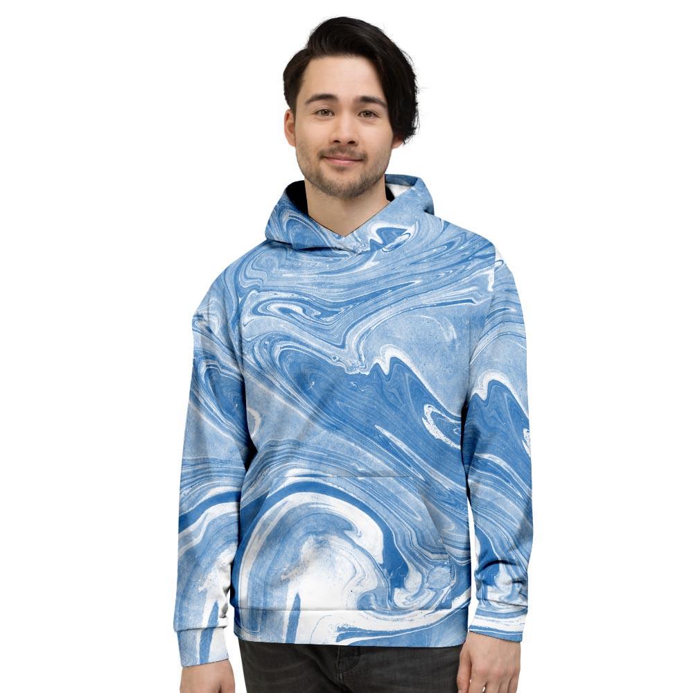 Blue Liquid Marble Men's Hoodie-grizzshop