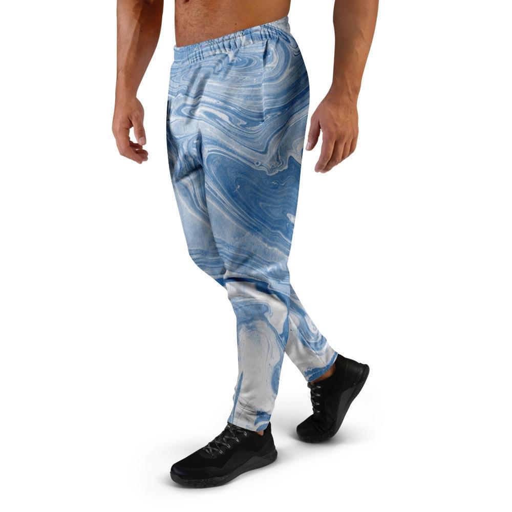 Blue Liquid Marble Men's Joggers-grizzshop